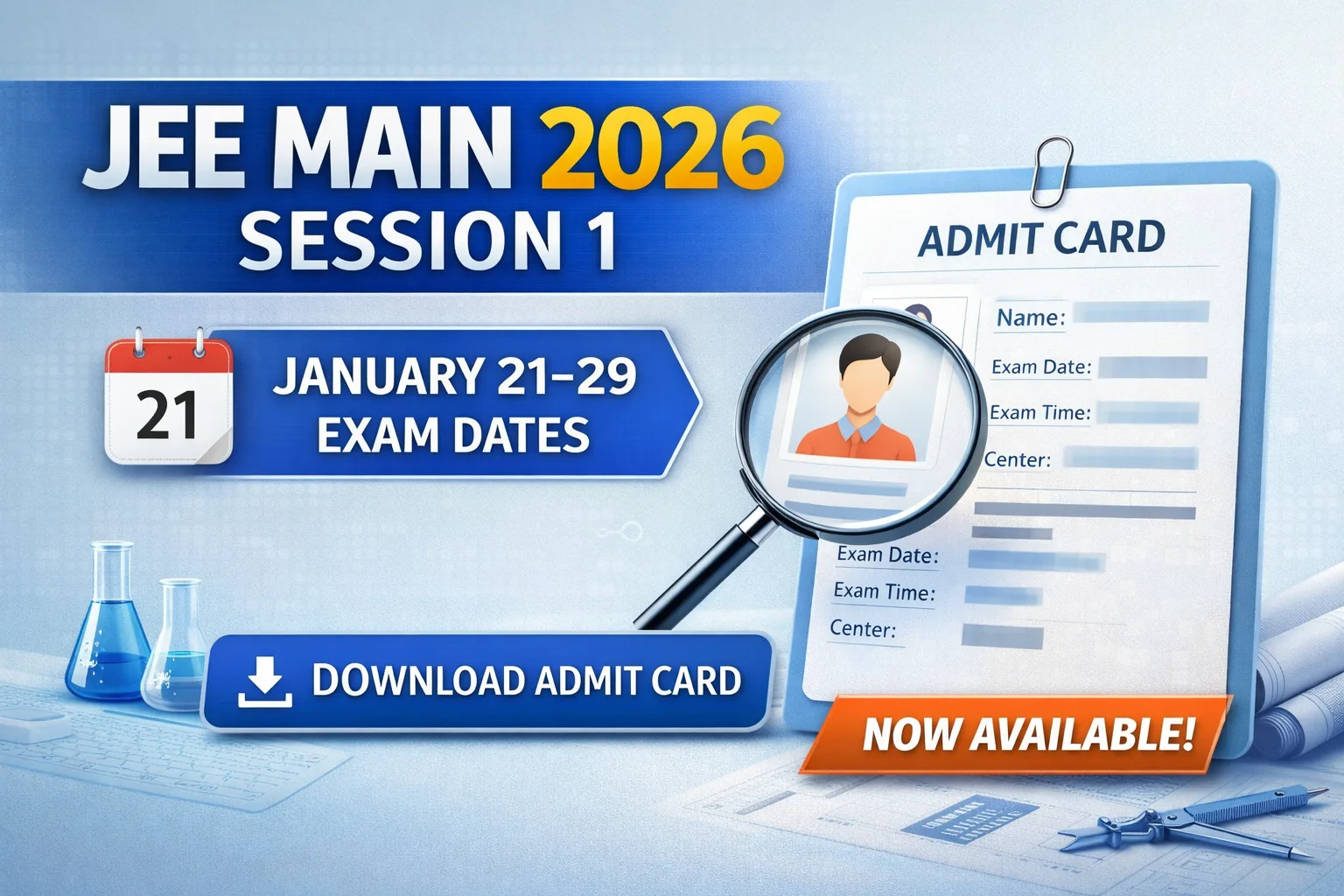 JEE Main 2026 January Session Scheduled from January 21 to 29; Admit Cards Now Available on Official Portal - FindMyCollege