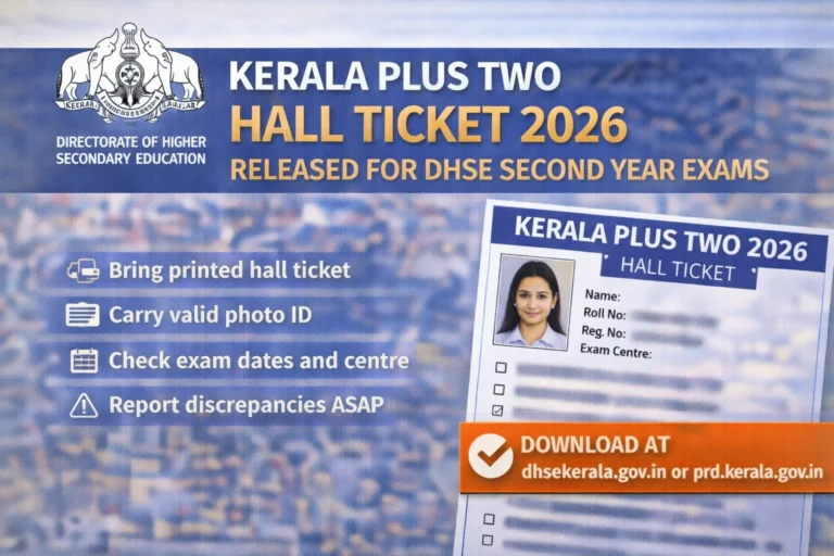 Kerala Plus Two Hall Ticket 2026 Out for DHSE Second Year Higher Secondary Examination - FindMyCollege
