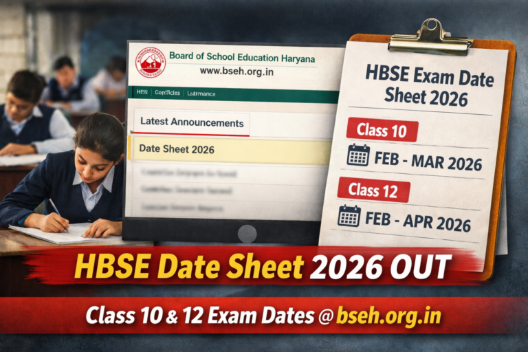HBSE Date Sheet 2026 OUT (Soon) @ Bseh.org.in; Live Updates on Class 10, 12 Exam Dates - FindMyCollege