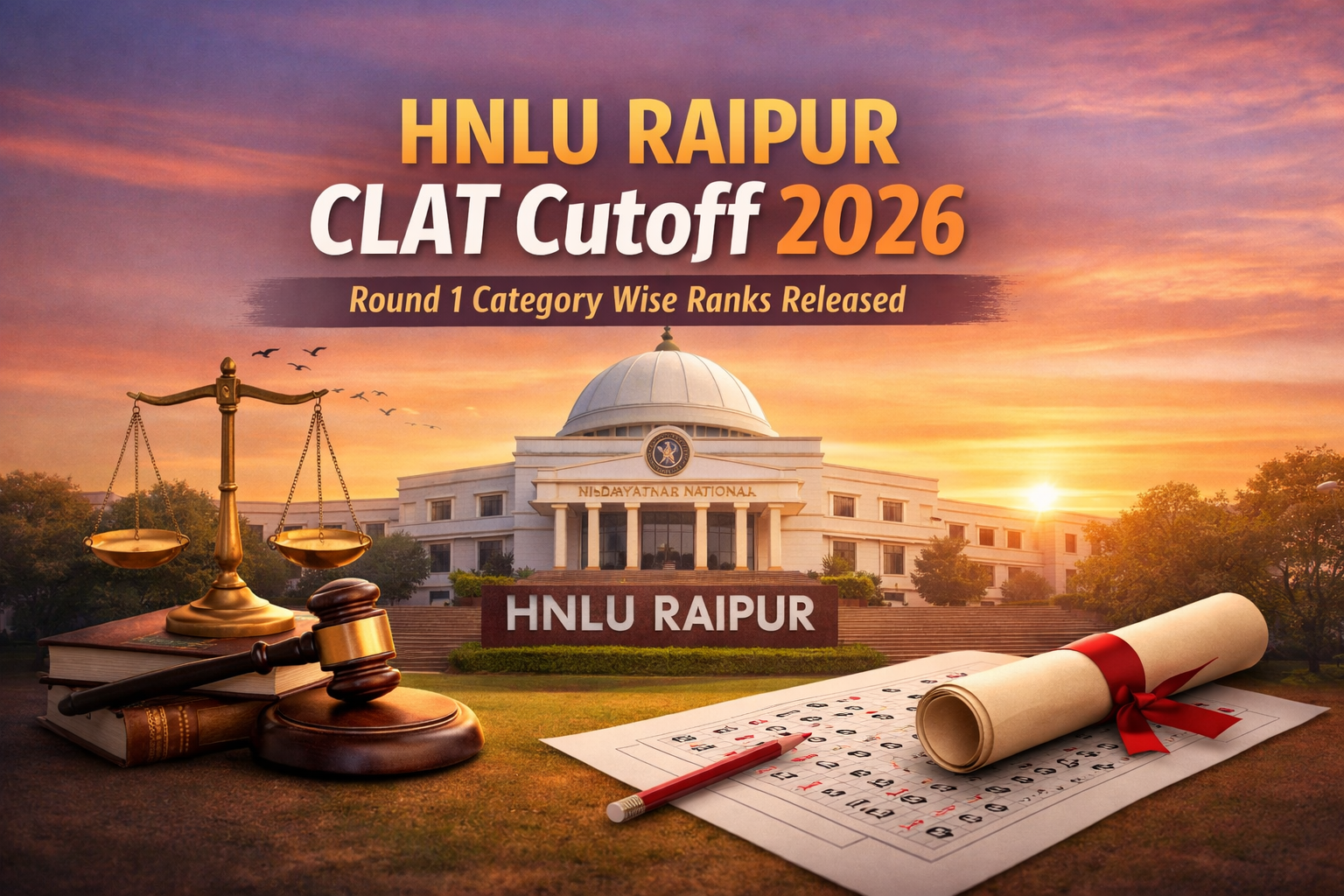 HNLU Raipur CLAT Cutoff 2026 Round 2 – Category Wise Closing Ranks Released - FindMyCollege