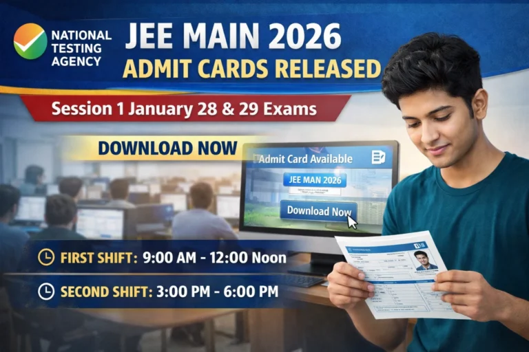 JEE Main 2026 Admit Cards Released for January 28 & 29 Exams; Download Link Here - FindMyCollege