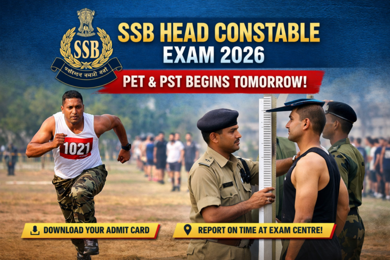 SSB Head Constable Exam 2026 PET & PST Begins Tomorrow; Admit Card Link Released - FindMyCollege