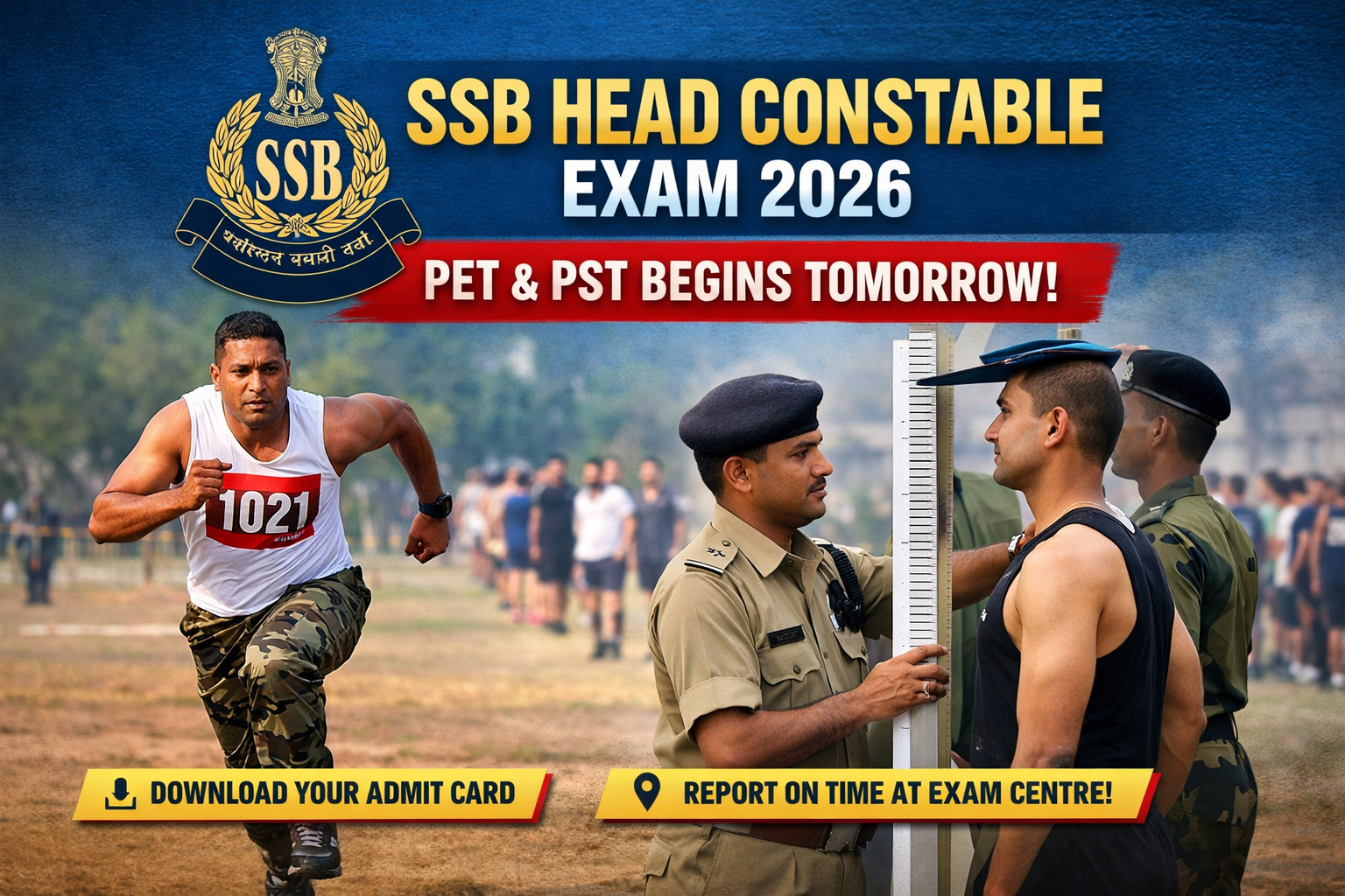 SSB Head Constable Exam 2026 PET & PST Begins Tomorrow; Admit Card Link Released - FindMyCollege