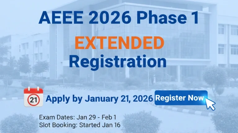 AEEE 2026 Phase 1 Registration Extended to January 21; Slot Booking Remains Unchanged - FindMyCollege