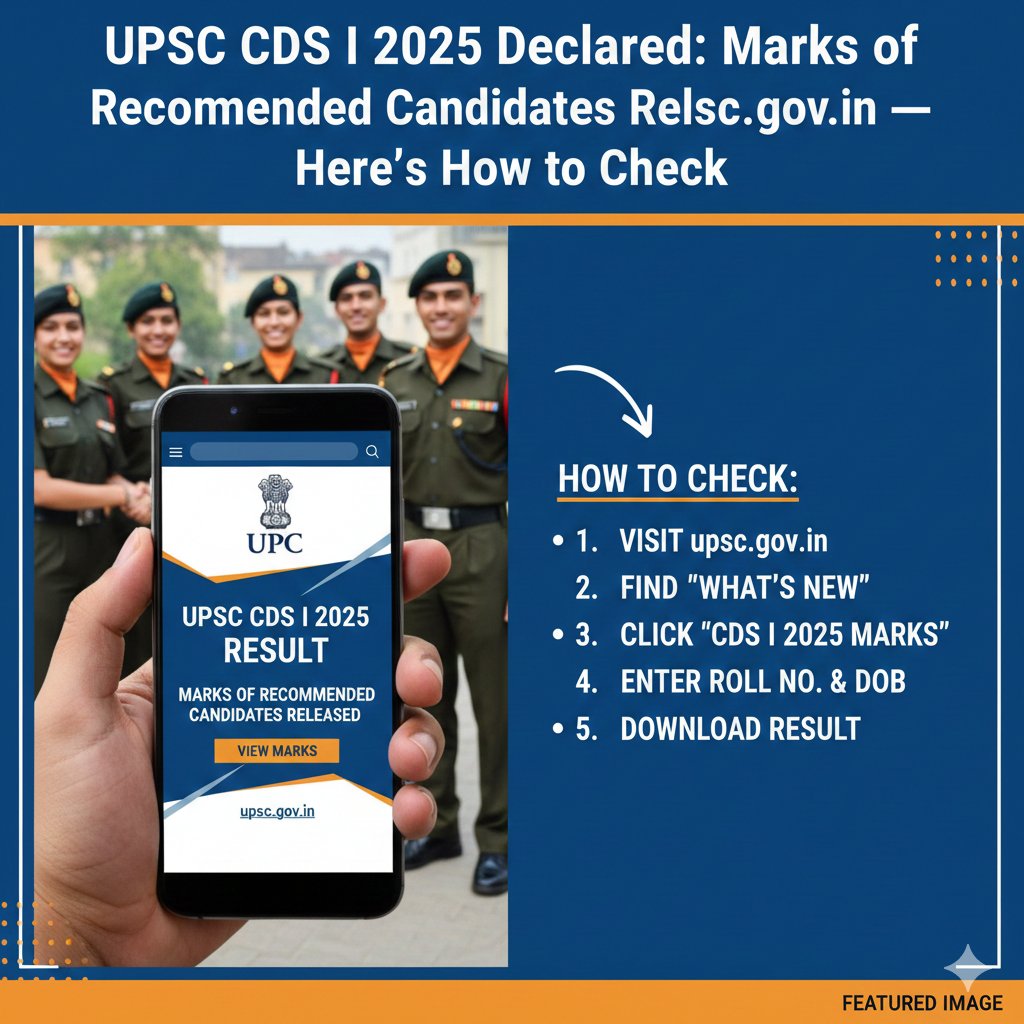 UPSC CDS I 2025 Result Declared: Marks of Recommended Candidates Released on Upsc.gov.in — Here’s How to Check - FindMyCollege
