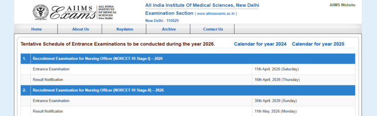 AIIMS NORCET 10 2026 Exam Schedule Released — Stage I & Stage II Dates, Results and Key Events to Know - FindMyCollege