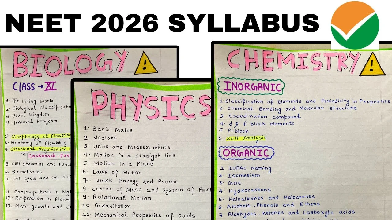 NEET Syllabus 2026: NTA Releases Official Syllabus Notification – No Changes from Last Year, Download PDF - FindMyCollege