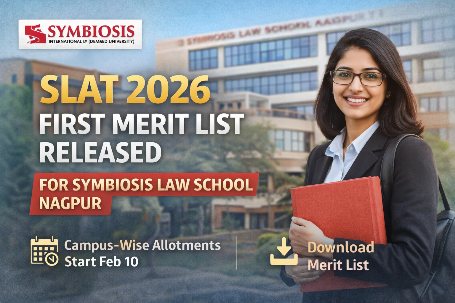 SLAT 2026 First Merit List Released for Symbiosis Law School Nagpur; Campus-Wise Allotments Begin - FindMyCollege