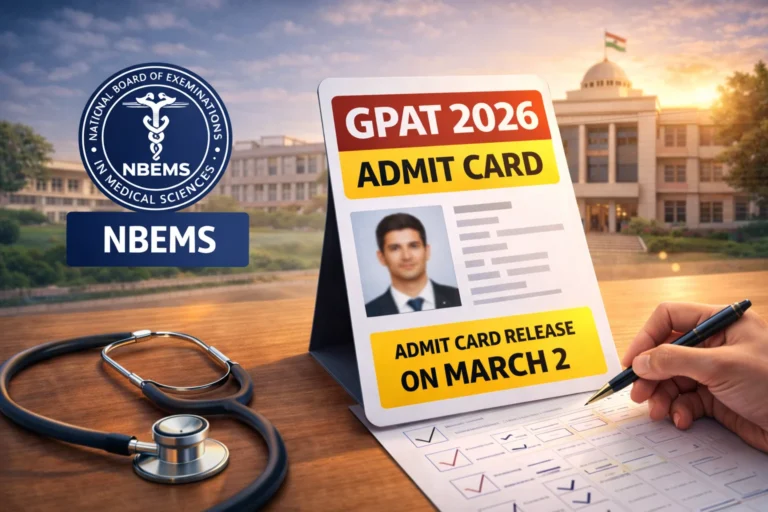 NBEMS to Release GPAT 2026 Admit Card on March 2 at Natboard.edu.in - FindMyCollege