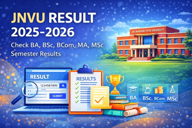 JNVU Result 2025-2026 – Check BA, BSC, BCom, MA, MSC Semester Results - FindMyCollege