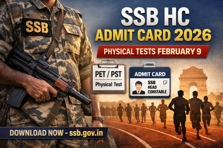 SSB HC Admit Card 2026 Released for PET/PST on February 9: Direct Download Link Available - FindMyCollege