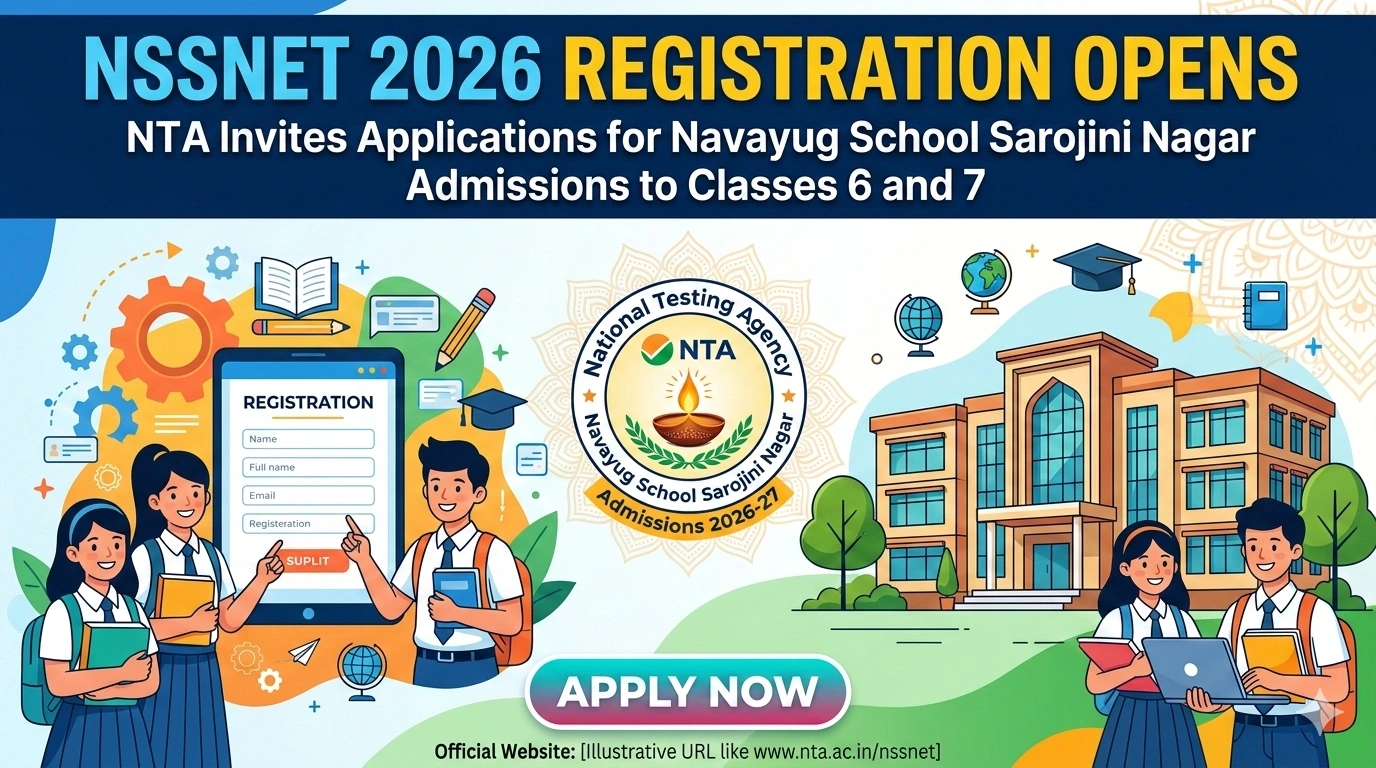 NSSNET 2026 Registration Opens: NTA Invites Applications for Navayug School Sarojini Nagar Admissions to Classes 6 and 7; Direct Apply Link Here - FindMyCollege