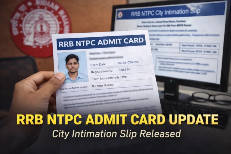 RRB NTPC Admit Card Update: City Intimation Slip Released, Hall Ticket to Follow Soon - FindMyCollege