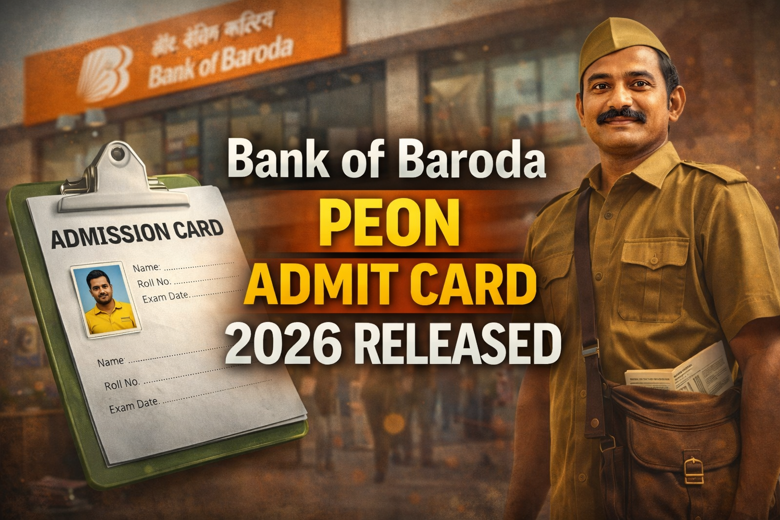 Bank of Baroda Peon Admit Card 2026 Released: Download BOB Office Assistant Call Letter - FindMyCollege