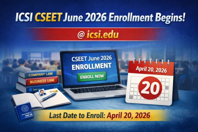 ICSI CSEET June 2026 Enrollment Begins at Icsi.edu; Last Date to Enroll is April 20 - FindMyCollege