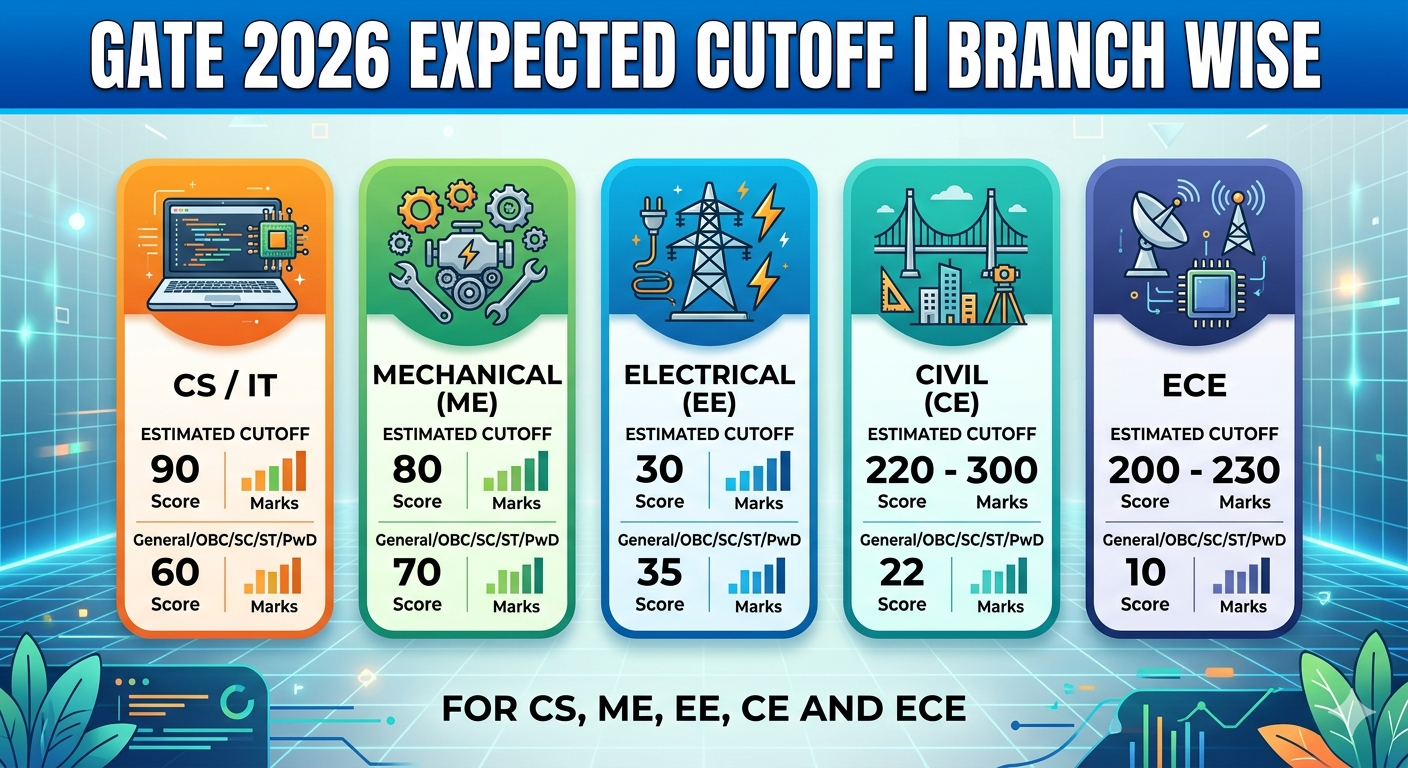 GATE 2026 Expected Cutoff Branch Wise for CS, ME, EE, CE and ECE