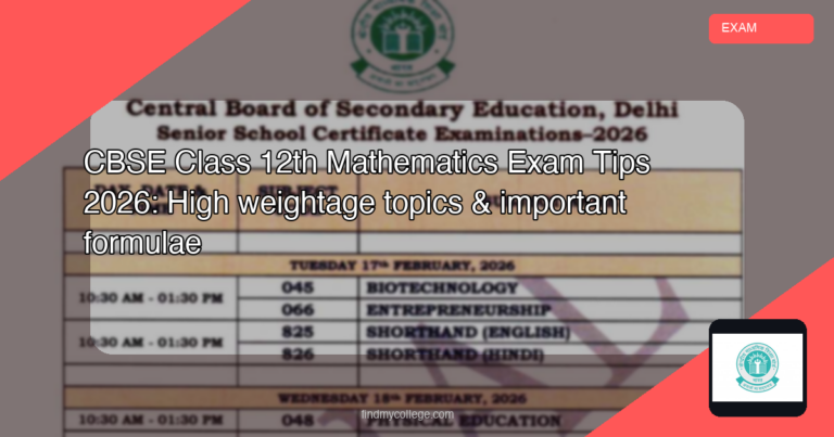 CBSE Class 12th Mathematics Exam Tips 2026: High Weightage Topics & Important Formulae - FindMyCollege