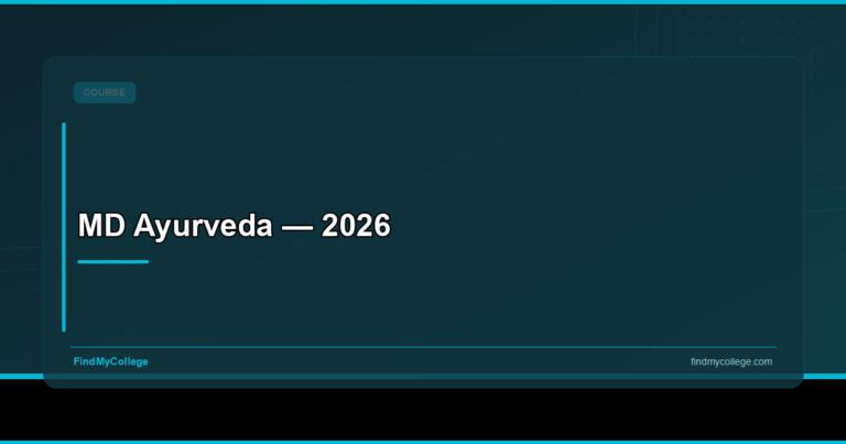 MD Ayurveda — 2026