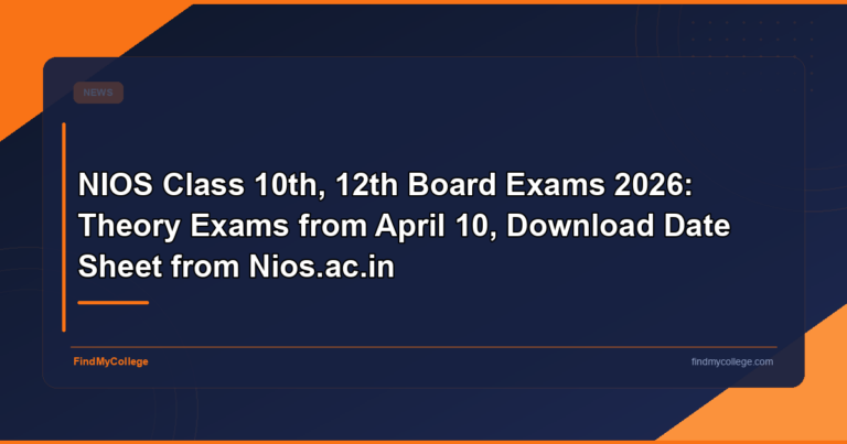 NIOS Class 10th, 12th Board Exams 2026: Theory exams from April 10, download date sheet from nios.ac.in