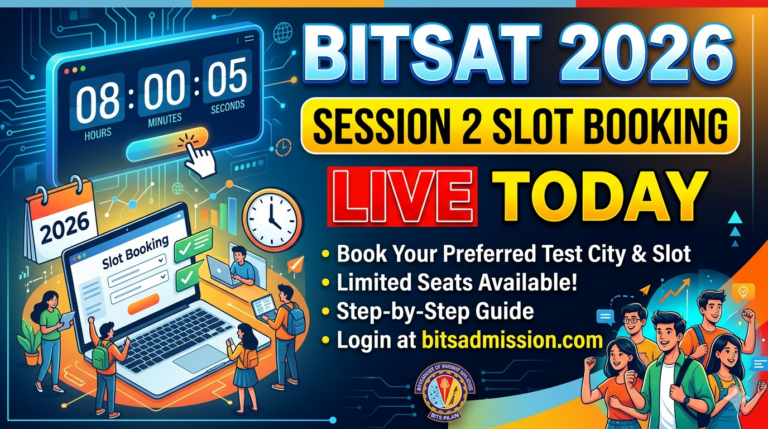 BITSAT 2026 Session 2 Slot Booking (Today) Live