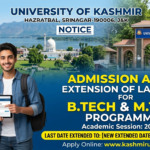 Kashmir University Extends Last Date for BTech & MTech Admission; Now Apply till May 21