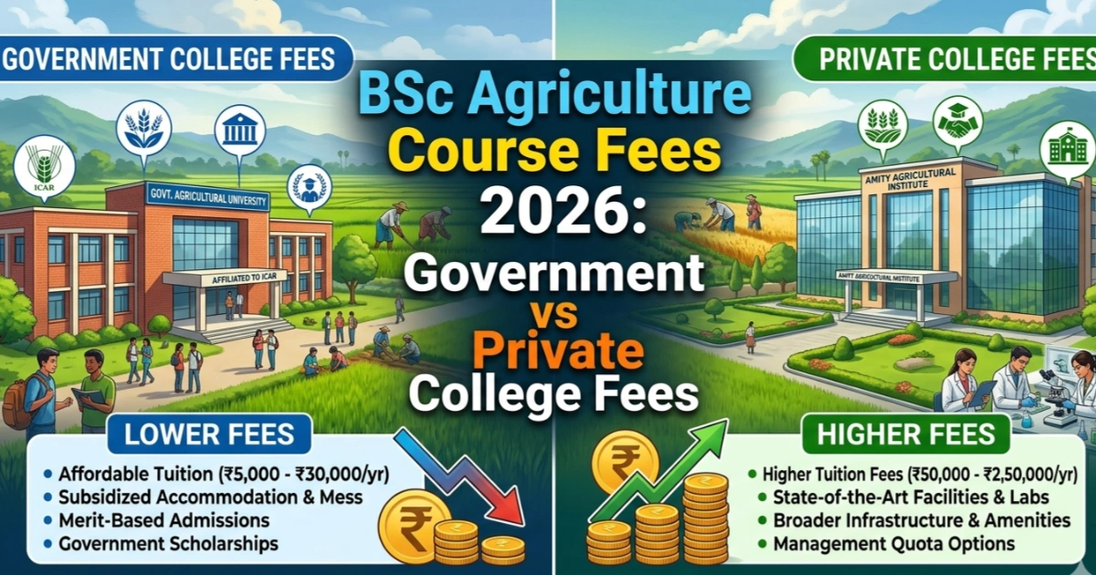 BSc Agriculture Course Fees 2026: Government vs Private College Fees
